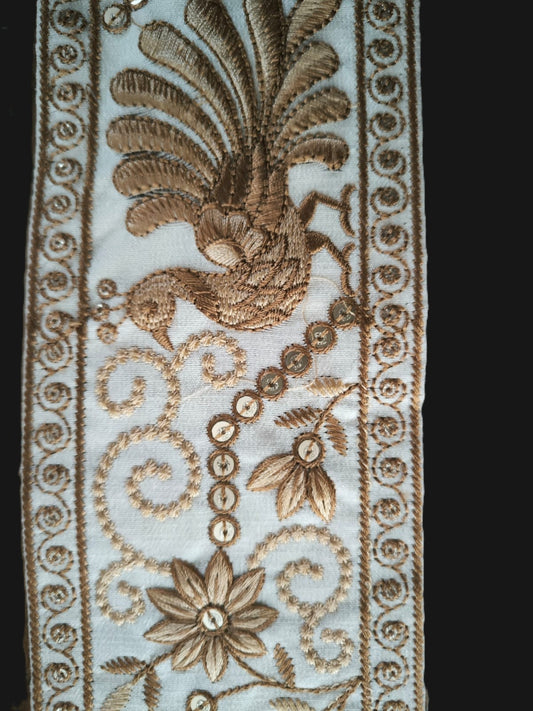 galon blanc creme oiseaux dores zoom