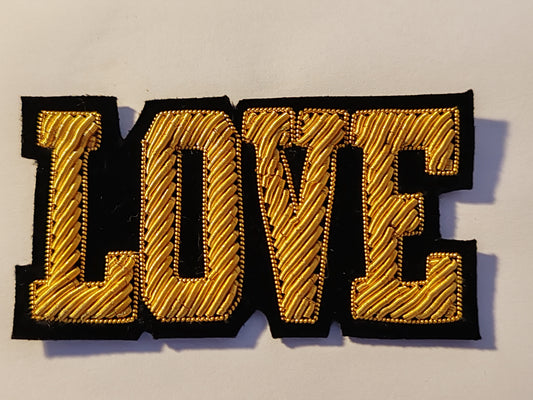 Patch brode main LOVE cannetille doree A