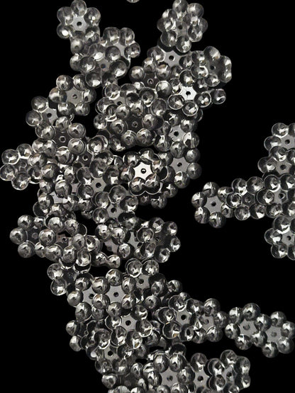Paillette Fleur 6 Pétales Ronds Noire Brillante 10mm