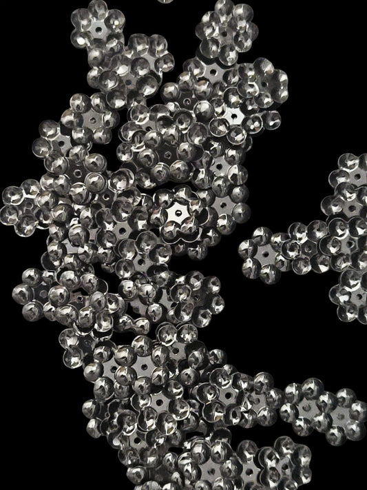 Paillette Fleur 6 Pétales Ronds Noire Brillante 10mm