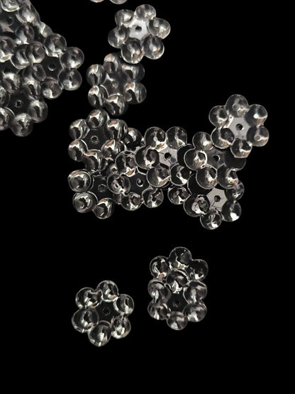 Paillette Fleur 6 Pétales Ronds Noire Brillante 10mm