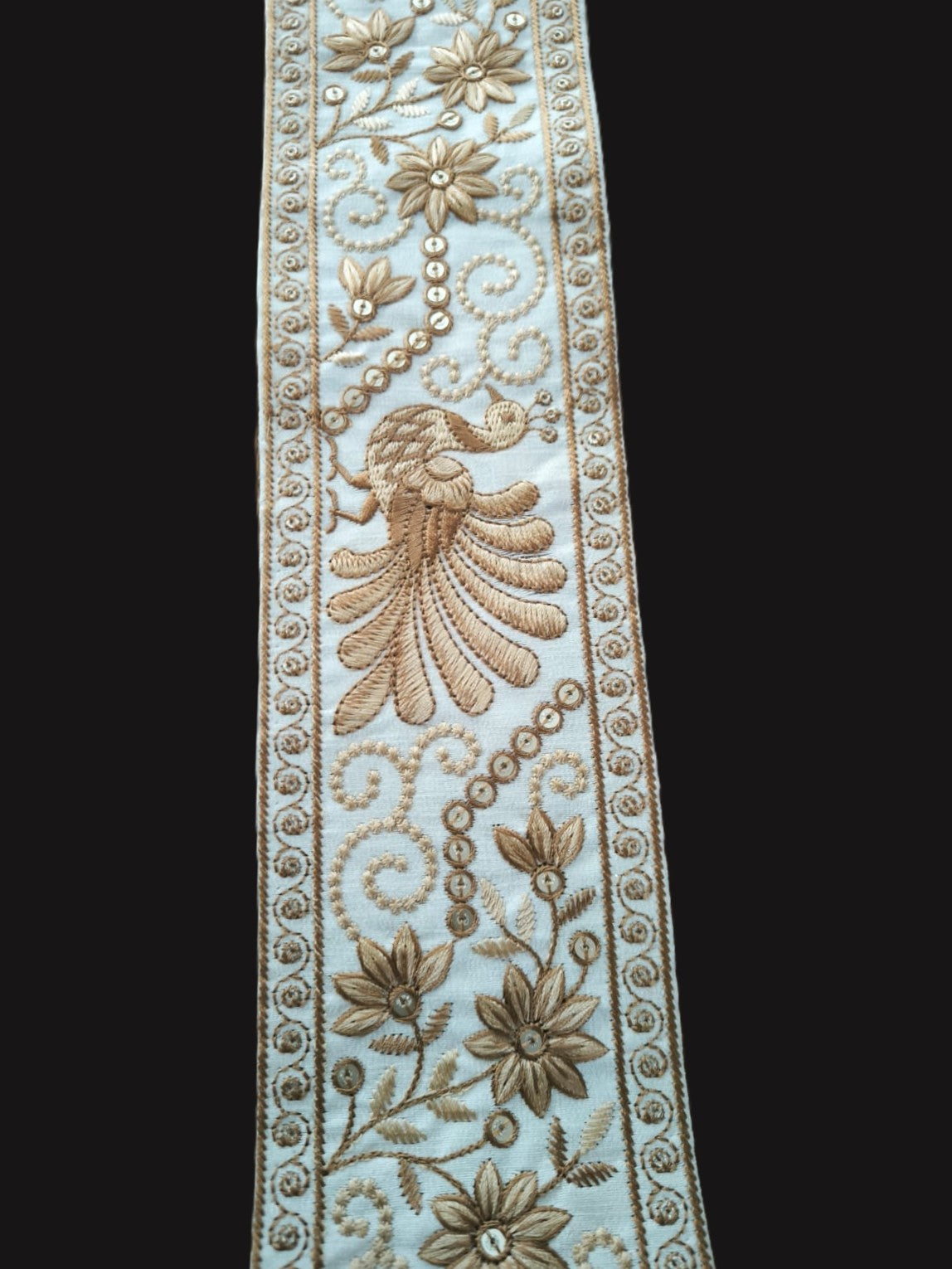galon blanc creme oiseaux dores