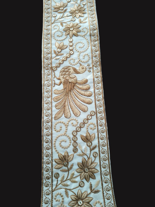 galon blanc creme oiseaux dores