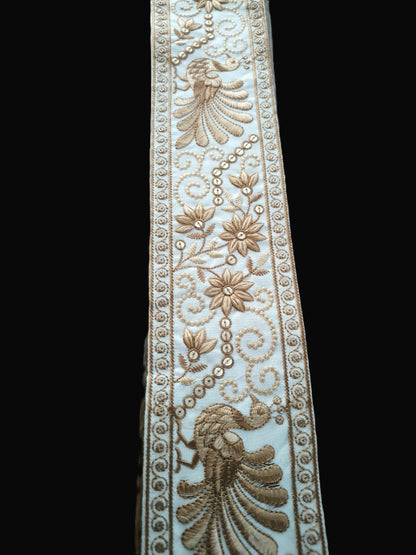 galon blanc creme oiseaux dores a