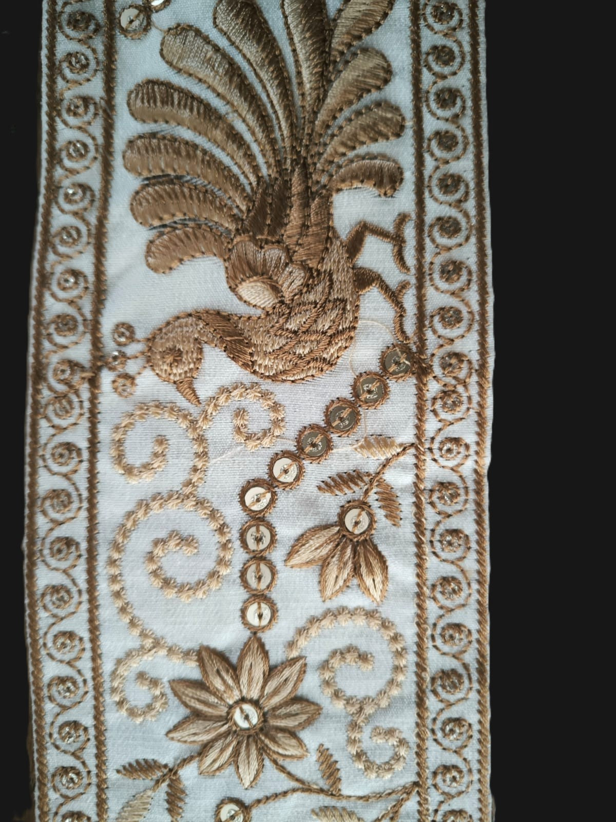 galon blanc creme oiseaux dores zoom