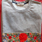 Sweat shirt brode main motif rose rouge