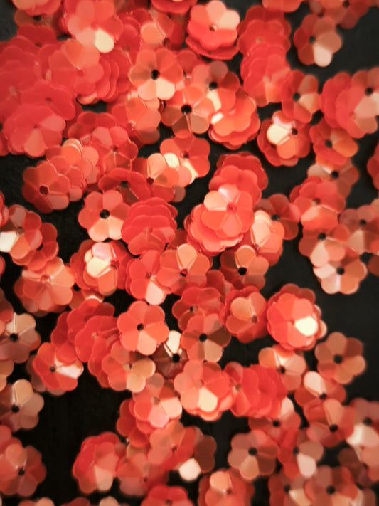 Fleurs Incurvées Orange Nacré pour Broderie 5 mm