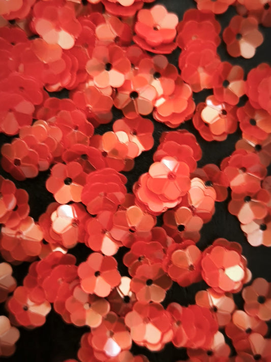 Fleurs Incurvées Orange Nacré pour Broderie 5 mm