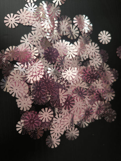 Paillettes fleurs soleil rose miroir 15 mm