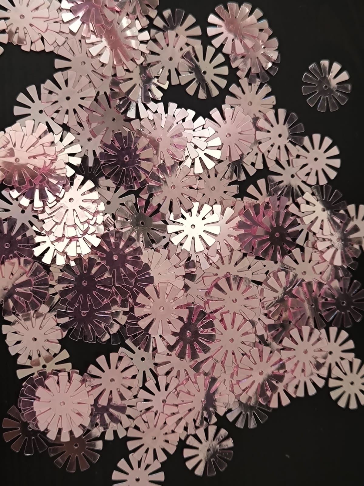 Paillettes fleurs soleil rose miroir 15 mm