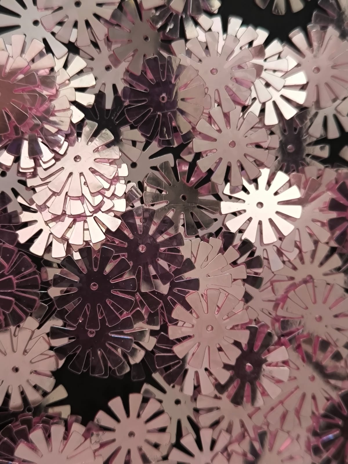 Paillettes fleurs soleil rose miroir 15 mm