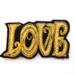 Patch brode LOVE style arts nouveaux fil dore