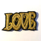 Patch brode LOVE style arts nouveaux fil dore