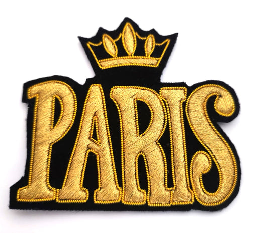 Patch brode Paris en fil dore