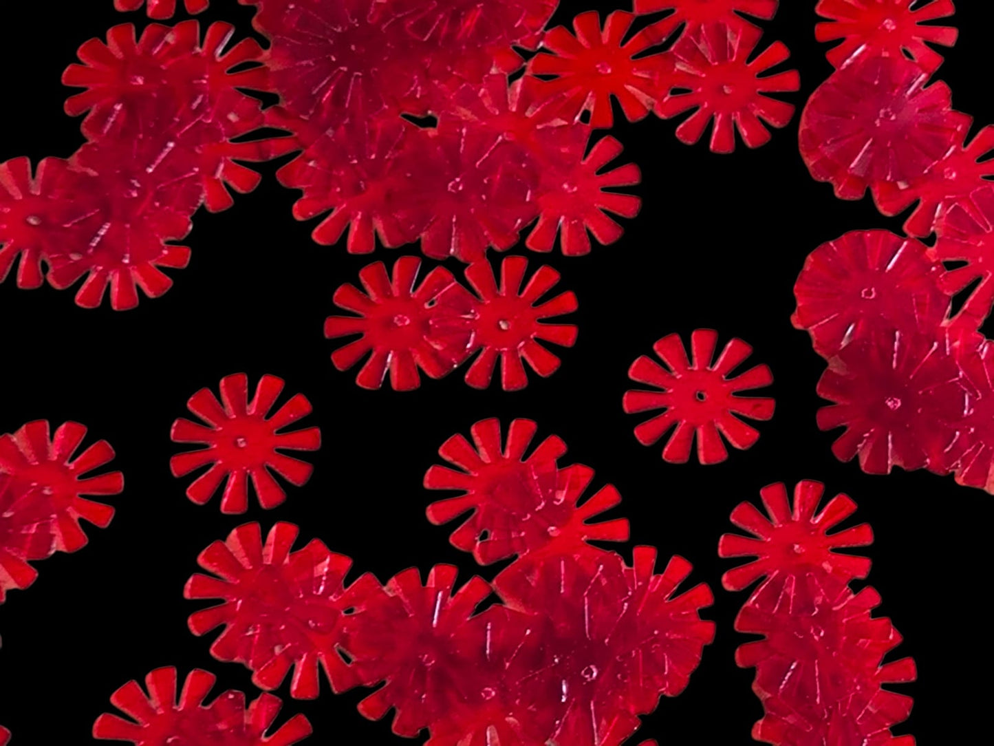Paillettes fleurs soleil rouges 15 mm