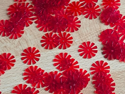 Paillettes fleurs soleil rouges 15 mm
