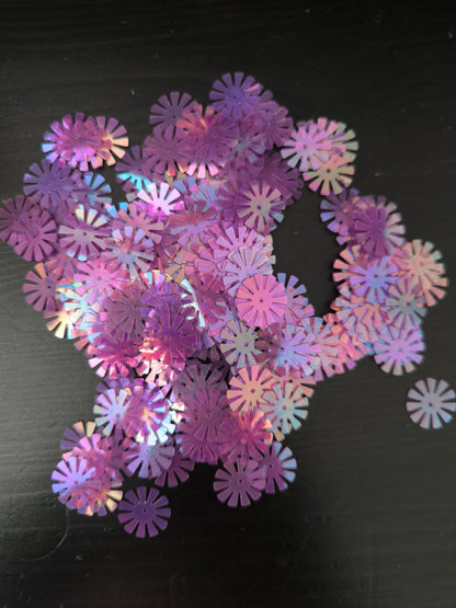 Paillettes fleurs soleil violet irisé 15 mm
