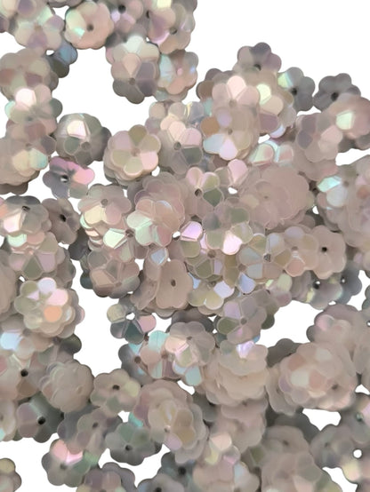 Fleurs Incurvees Blanc Nacré pour Broderie 5 mm