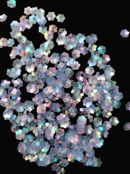 Fleurs Incurvees Bleu Nacré Reflet Rose Violet pour Broderie 5 mm