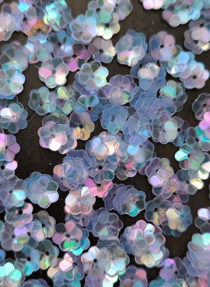 Fleurs Incurvees Bleu Nacré Reflet Rose Violet pour Broderie 5 mm