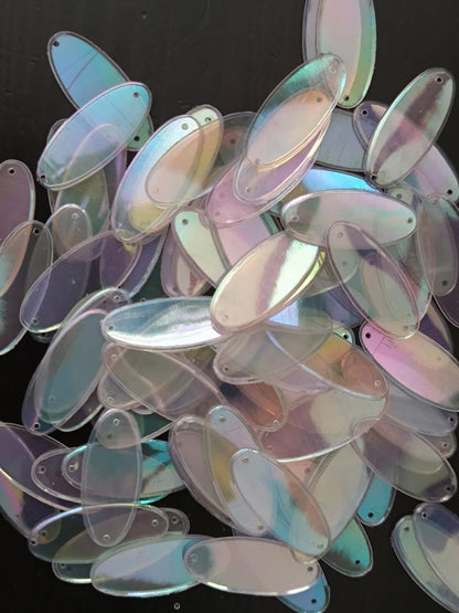 Paillettes Ovales Crystal Iridescent Reflets Bleus 30x10 mm – 10 g