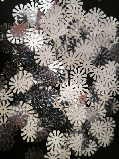Paillettes fleurs soleil argent miroir 15 mm