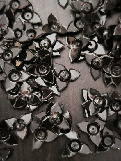 Paillettes Fleurs Trois Pétales Noir 15mm