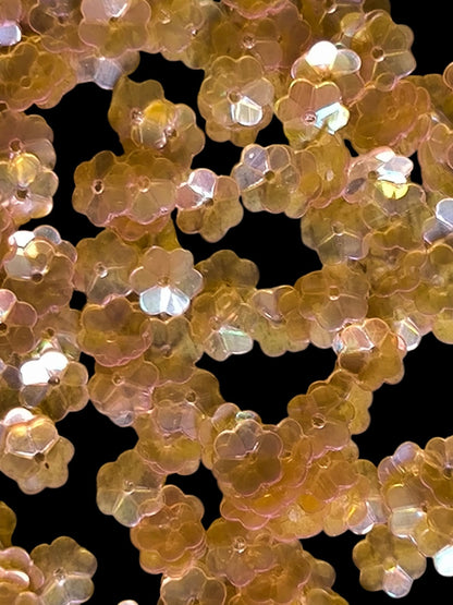 Fleurs Incurvées Orange Pastel Semi-Transparent pour Broderie 5 mm