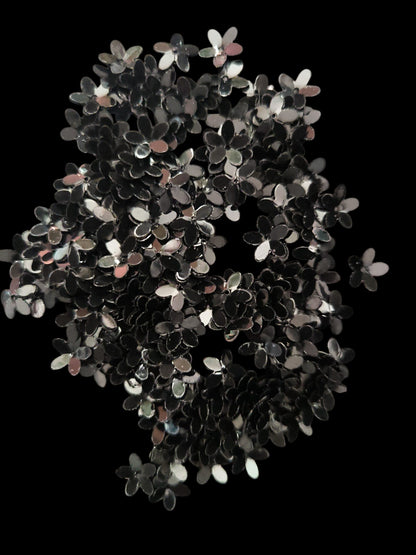 Paillettes petites fleurs noires 9 mm