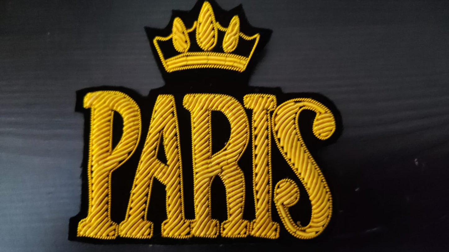 Patch PARIS brode en cannetille doree