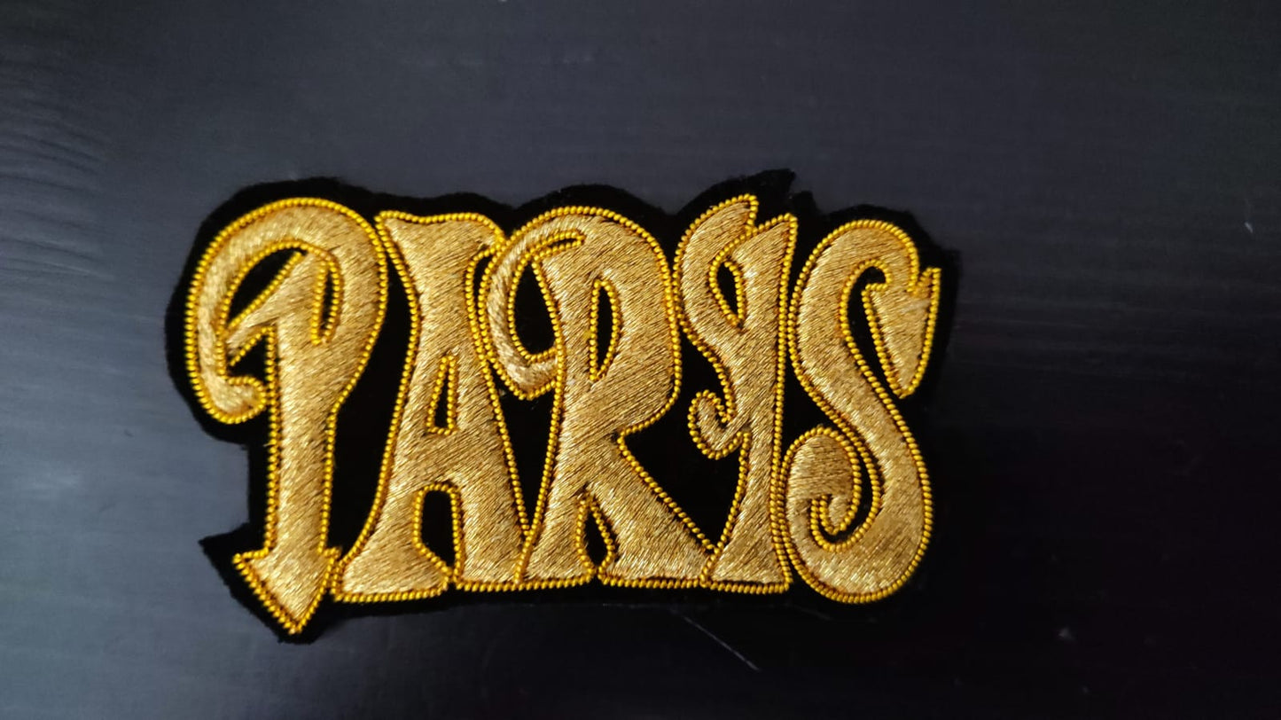 Patch brode PARIS style arts nouveaux fil dore