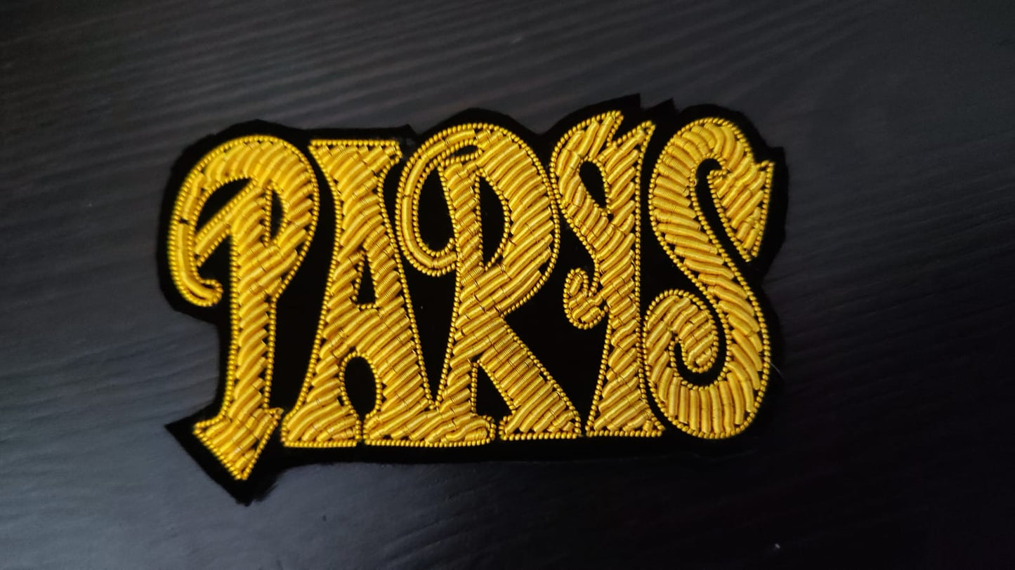 Patch brode PARIS arts nouveaux en cannetille doree