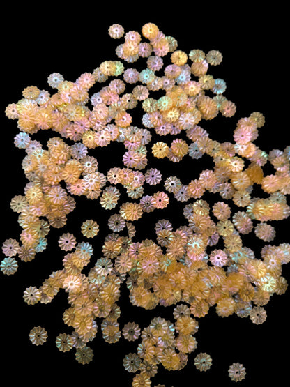 Paillettes Soleil Orange Transparent Irisé 7 mm