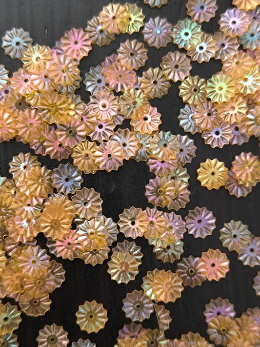 Paillettes Soleil Orange Transparent Irisé 7 mm