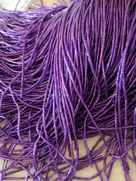 Fil broderie cannetille frisée violette brillante electrique